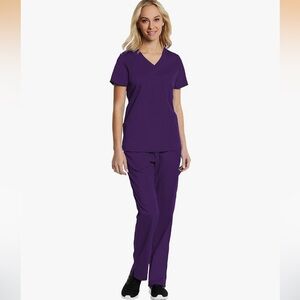 Purple V-Neck Scrub Set L